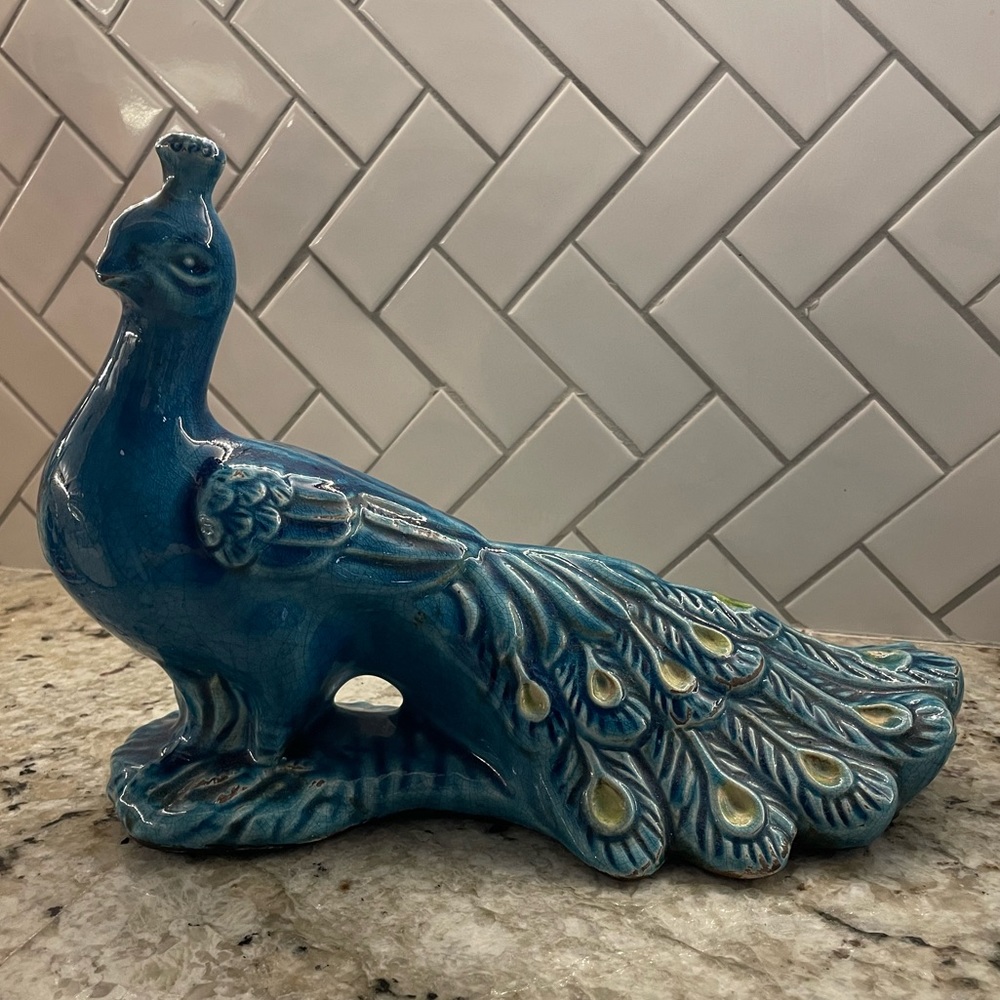 Gorgeous Ceramic Glazed Peacock 🦚